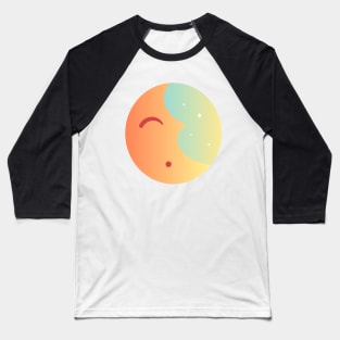 Tired Sleepy Moon In the Sky with Stars Sunrise Baseball T-Shirt